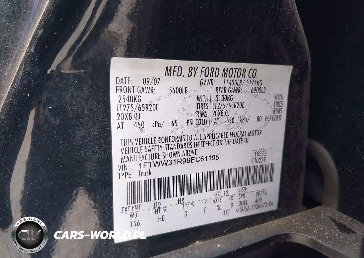 2008 Ford F-350 VIN:1FTWW31R98EC61195 - 9