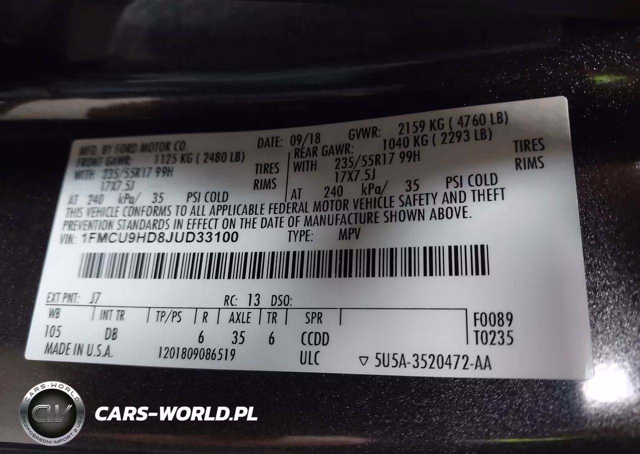 2018 Ford Escape Sel VIN:1FMCU9HD8JUD33100 - 9
