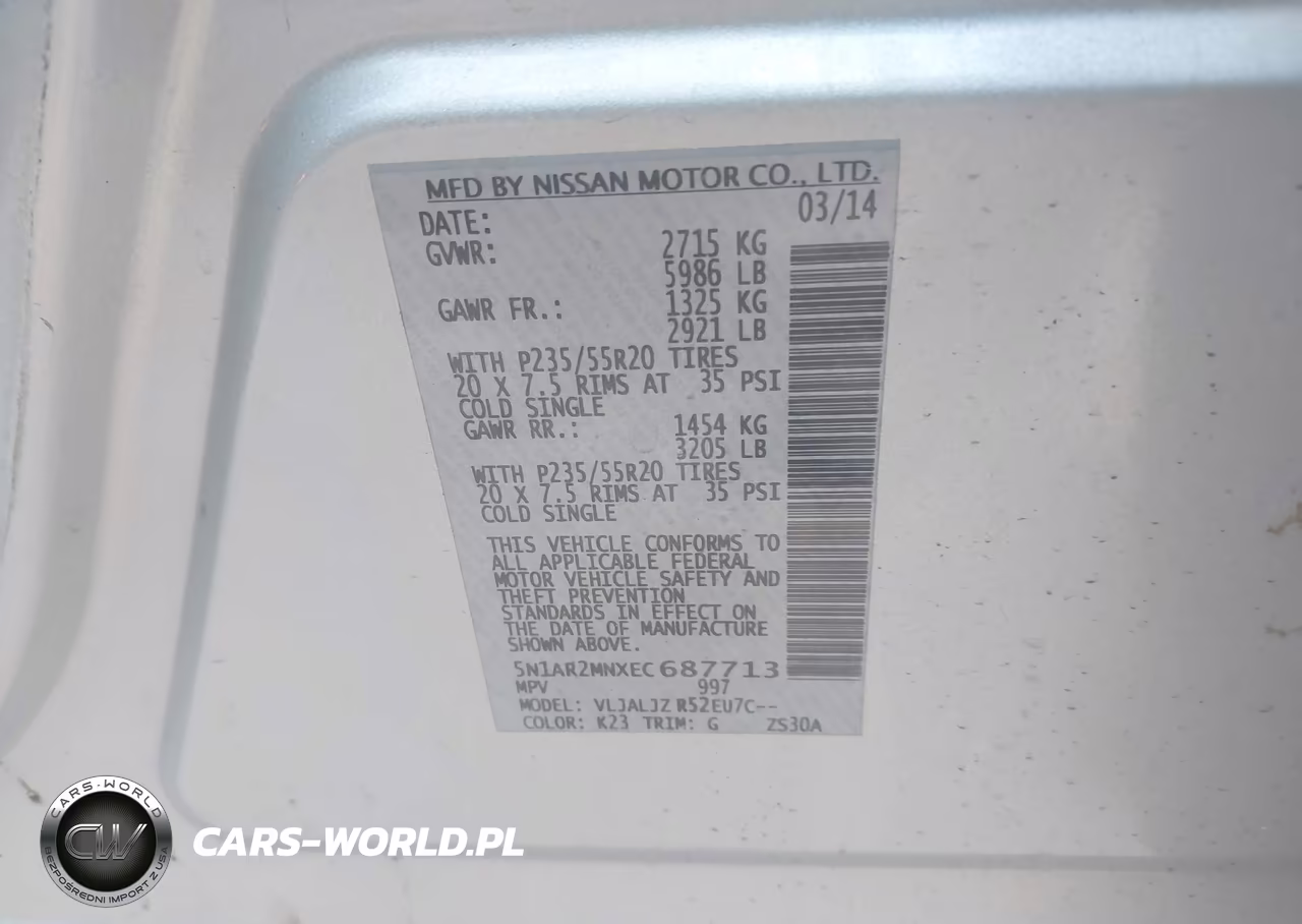 2014 Nissan Pathfinder Platinum VIN:5N1AR2MNXEC687713 - 9