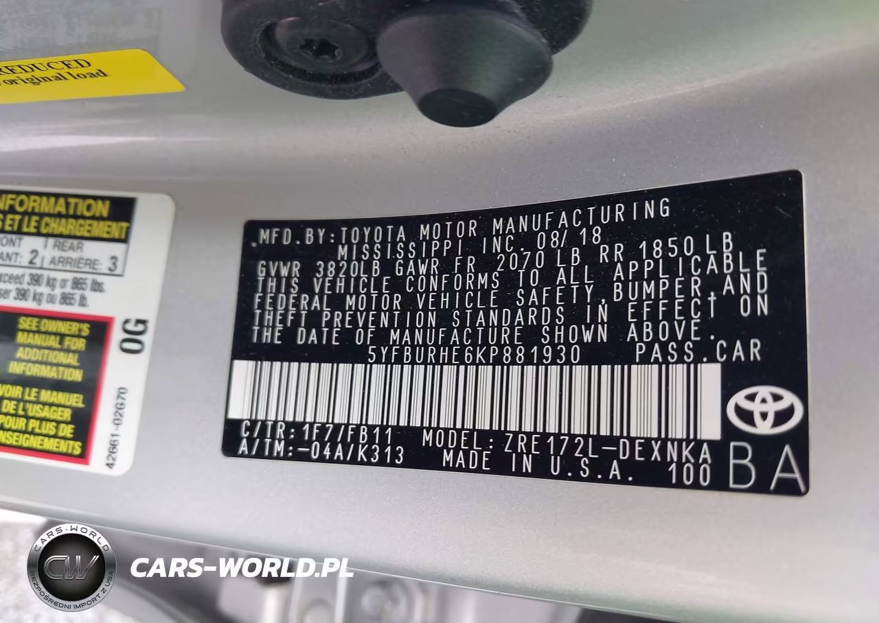 2019 Toyota Corolla Le VIN:5YFBURHE6KP881930 - 9