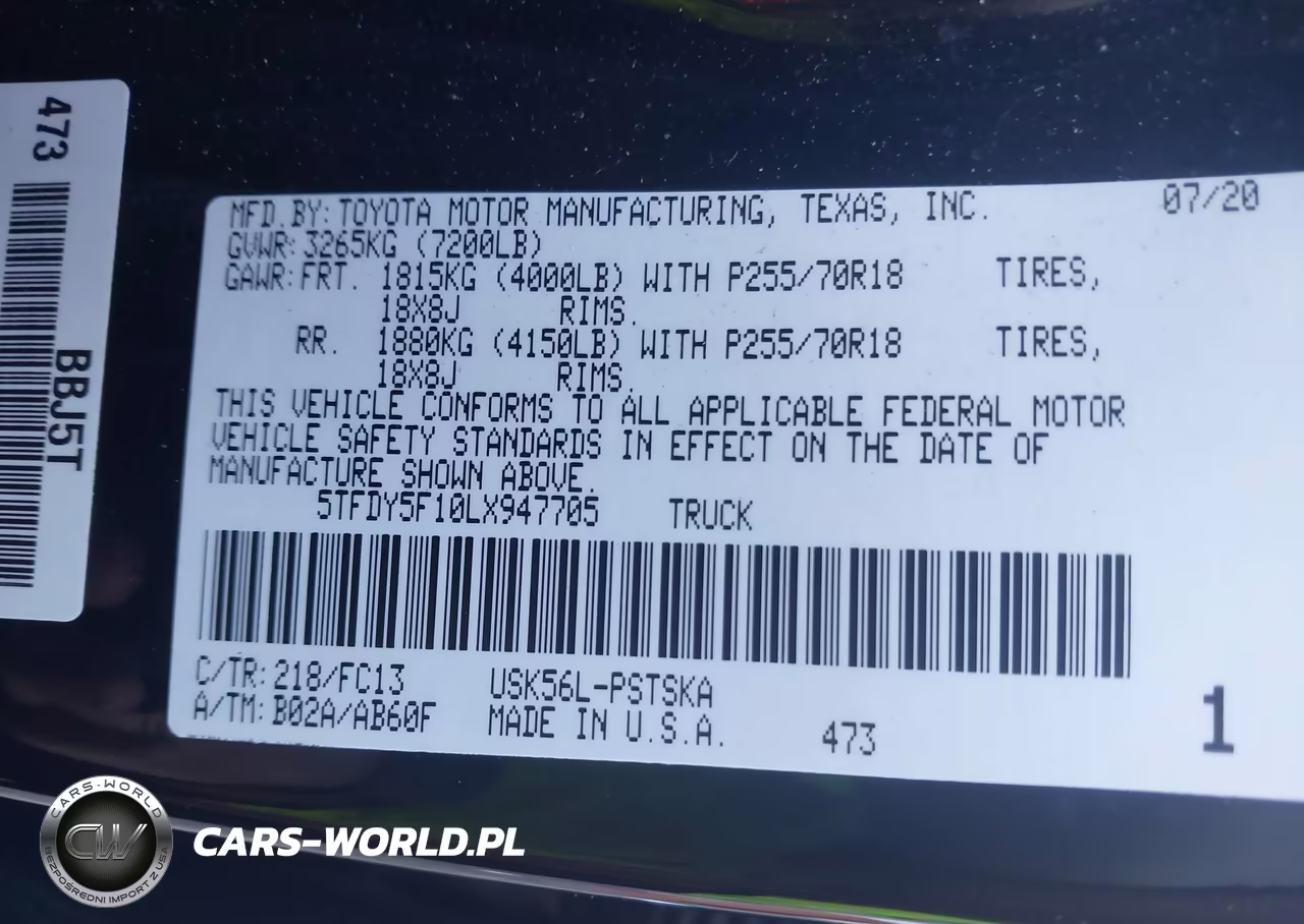 2020 Toyota Tundra Sr5 VIN:5TFDY5F10LX947705 - 9