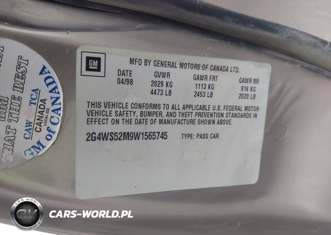 1998 Buick Century Custom VIN:2G4WS52M9W1565745 - 9