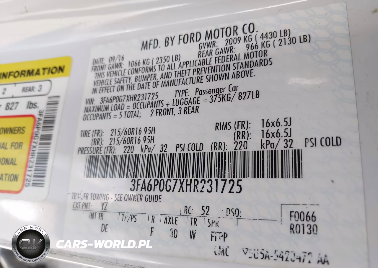 2017 Ford Fusion S VIN:3FA6P0G7XHR231725 - 9