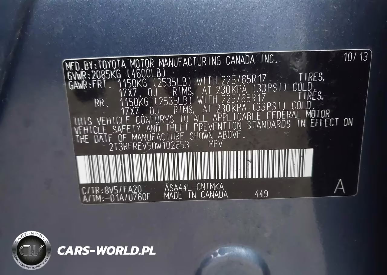 2013 Toyota Rav4 Xle VIN:2T3RFREV5DW102653 - 9