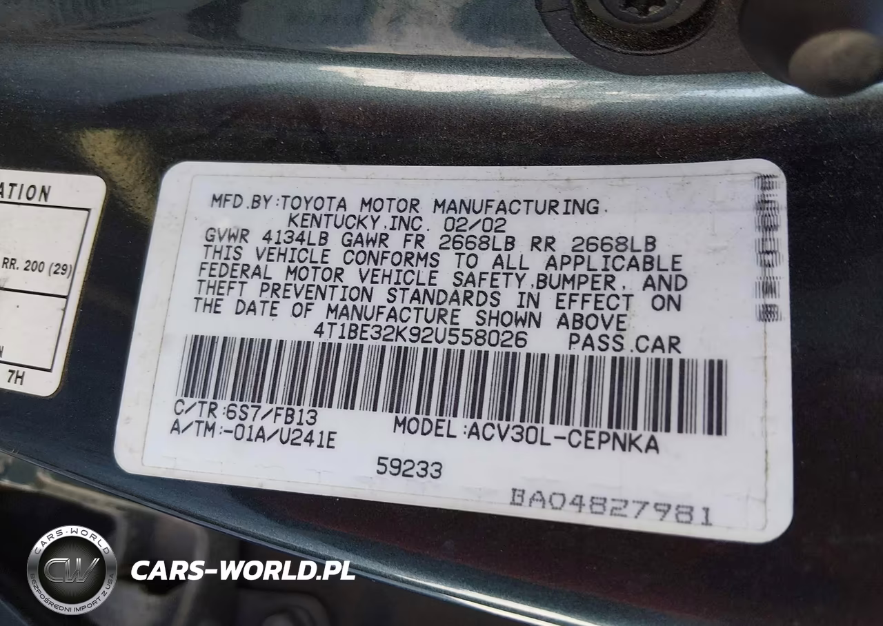 2002 Toyota Camry Le VIN:4T1BE32K92U558026 - 9