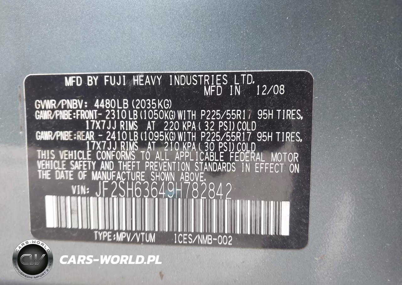 2009 Subaru Forester (Natl) X W-Prem-All-Weather VIN:JF2SH63649H782842 - 9