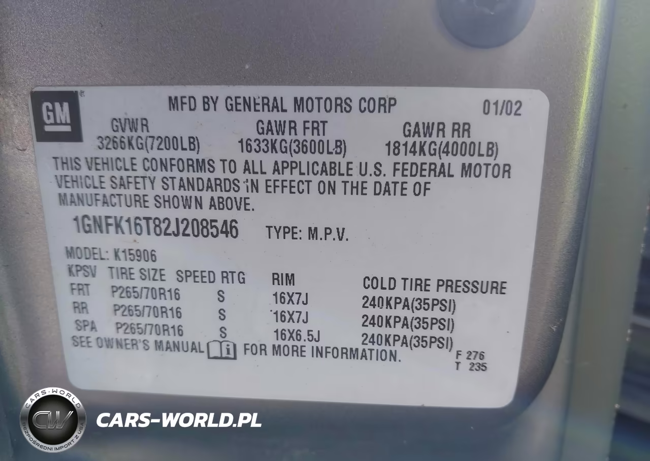 2002 Chevrolet Suburban K1500 VIN:1GNFK16T82J208546 - 9