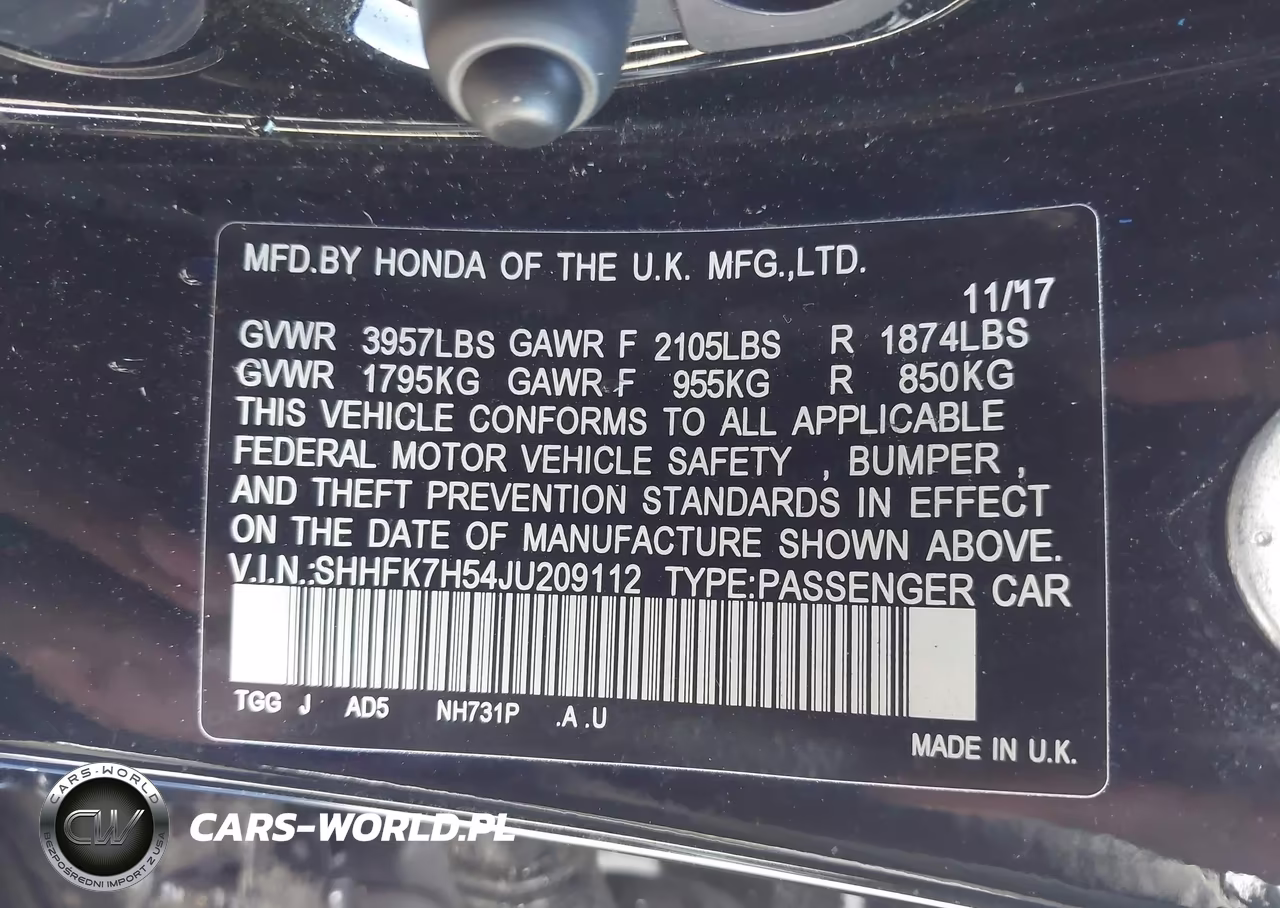 2018 Honda Civic Ex VIN:SHHFK7H54JU209112 - 9