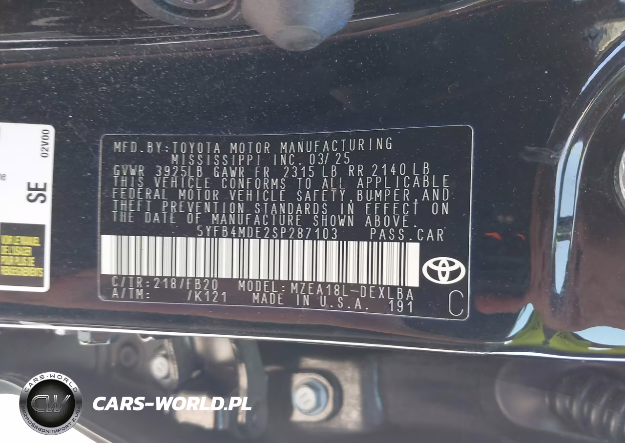2025 Toyota Corolla Le VIN:5YFB4MDE2SP287103 - 9
