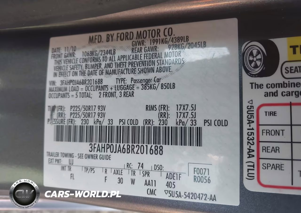 2011 Ford Fusion Sel VIN:3FAHP0JA6BR201688 - 9