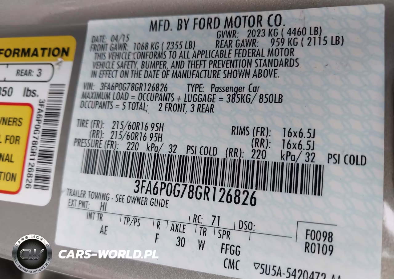 2016 Ford Fusion S VIN:3FA6P0G78GR126826 - 9