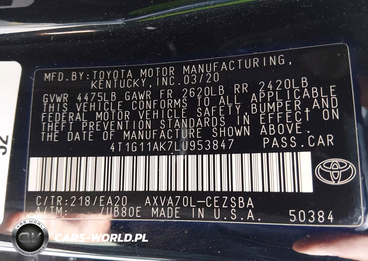 2020 Toyota Camry Se VIN:4T1G11AK7LU953847 - 9