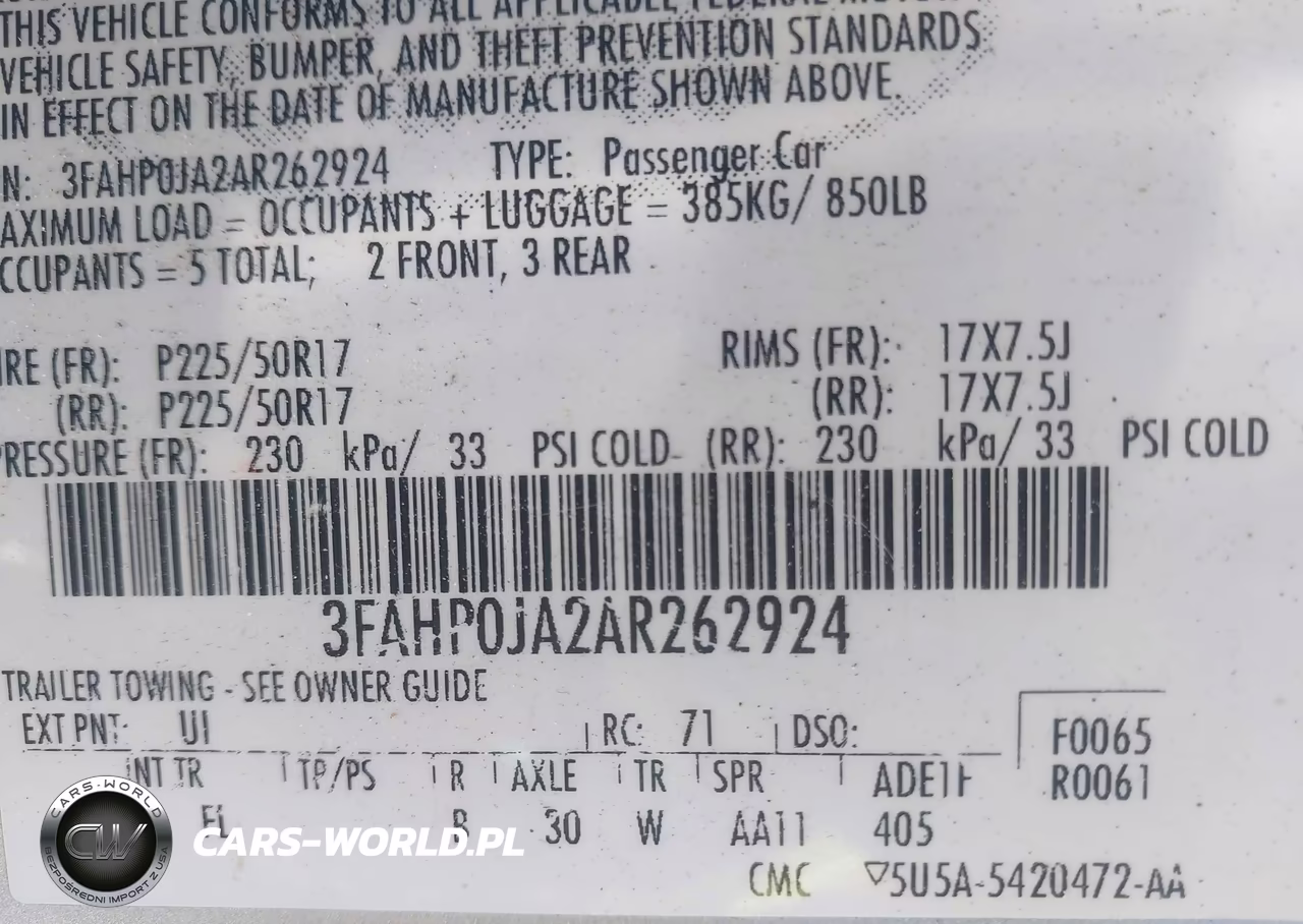 2010 Ford Fusion Sel VIN:3FAHP0JA2AR262924 - 9