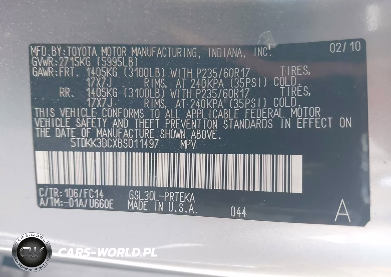 2011 Toyota Sienna Le V6 VIN:5TDKK3DCXBS011497 - 9