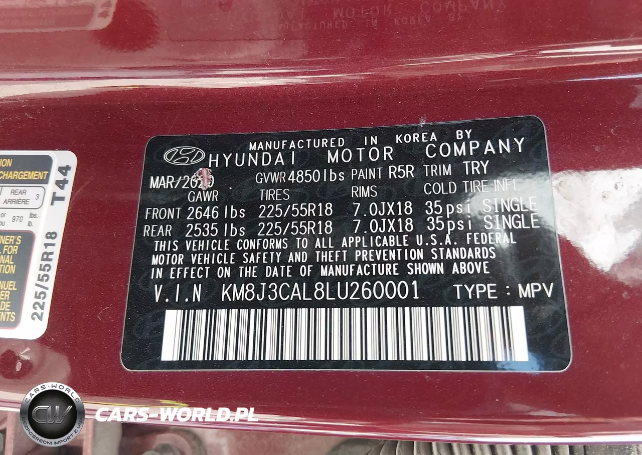 2020 Hyundai Tucson Sel VIN:KM8J3CAL8LU260001 - 9