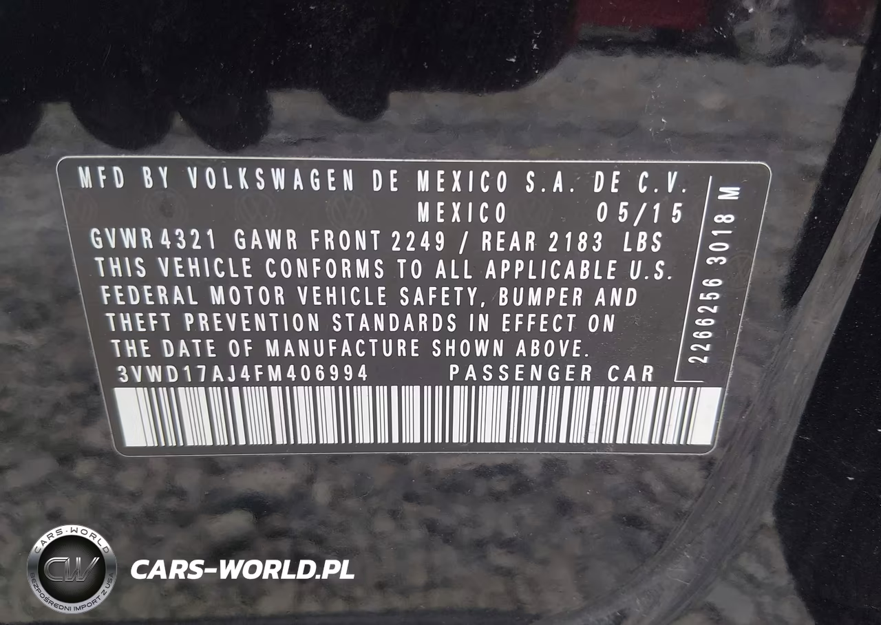 2015 Volkswagen Jetta 1.8T Se VIN:3VWD17AJ4FM406994 - 9