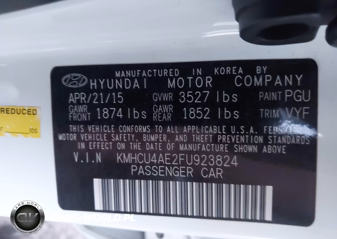 2015 Hyundai Accent Gls VIN:KMHCU4AE2FU923824 - 9