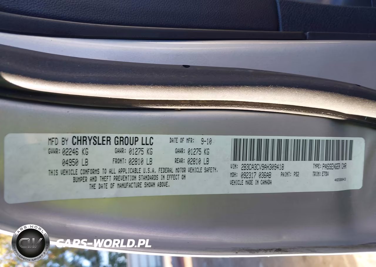 2010 Dodge Charger Sxt VIN:2B3CA3CV9AH309418 - 9
