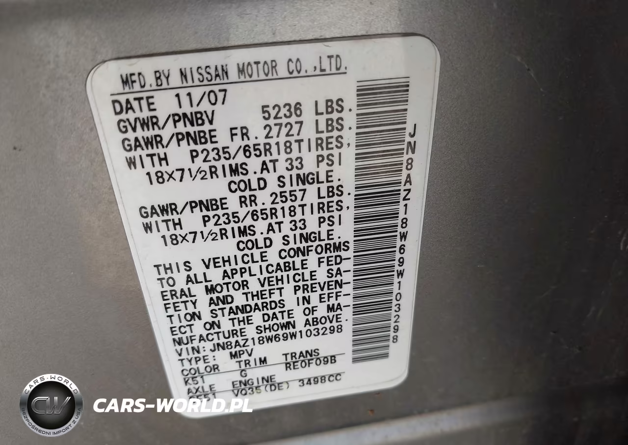 2009 Nissan Murano S VIN:JN8AZ18W69W103298 - 9