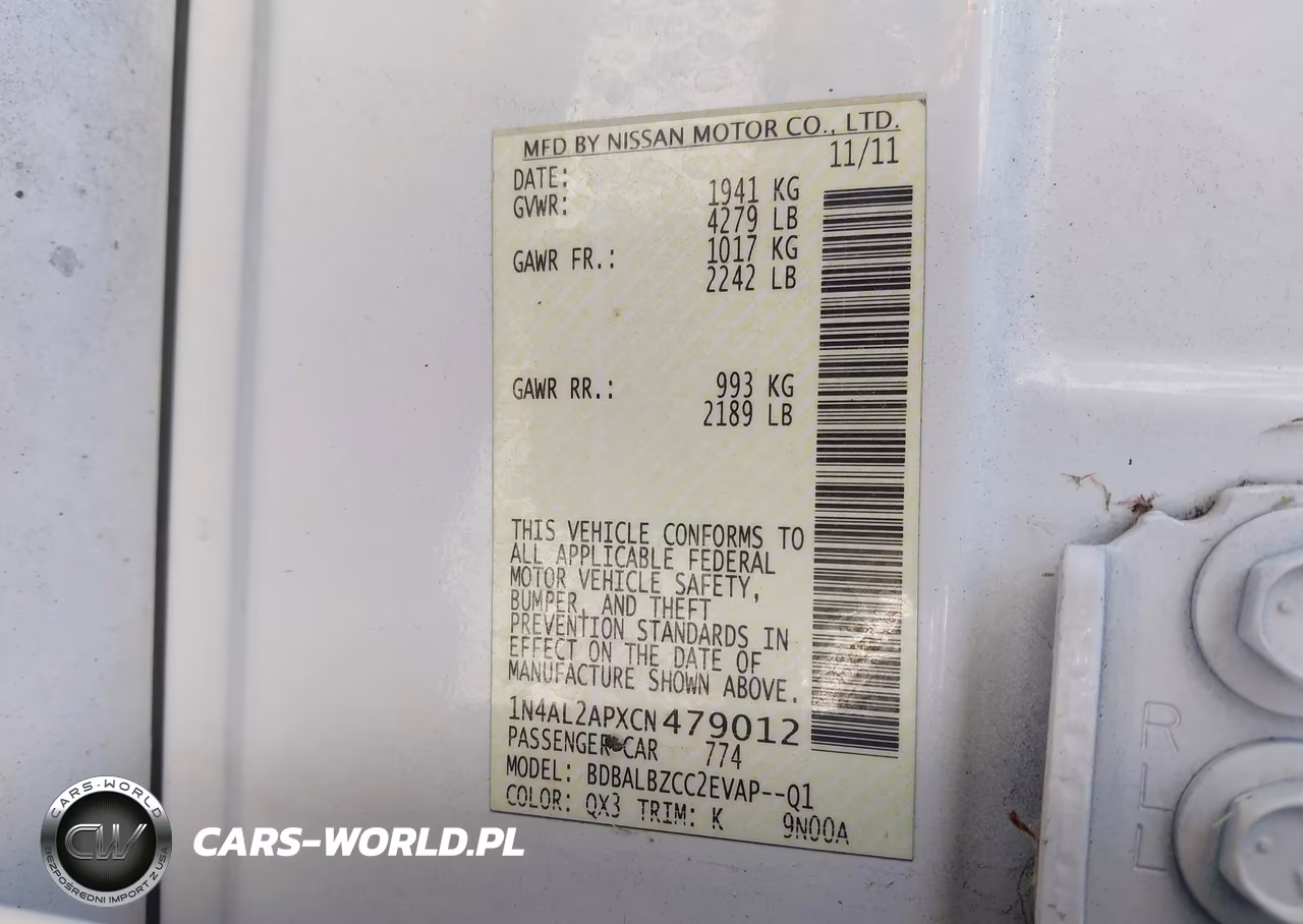 2012 Nissan Altima 2.5 S VIN:1N4AL2APXCN479012 - 9