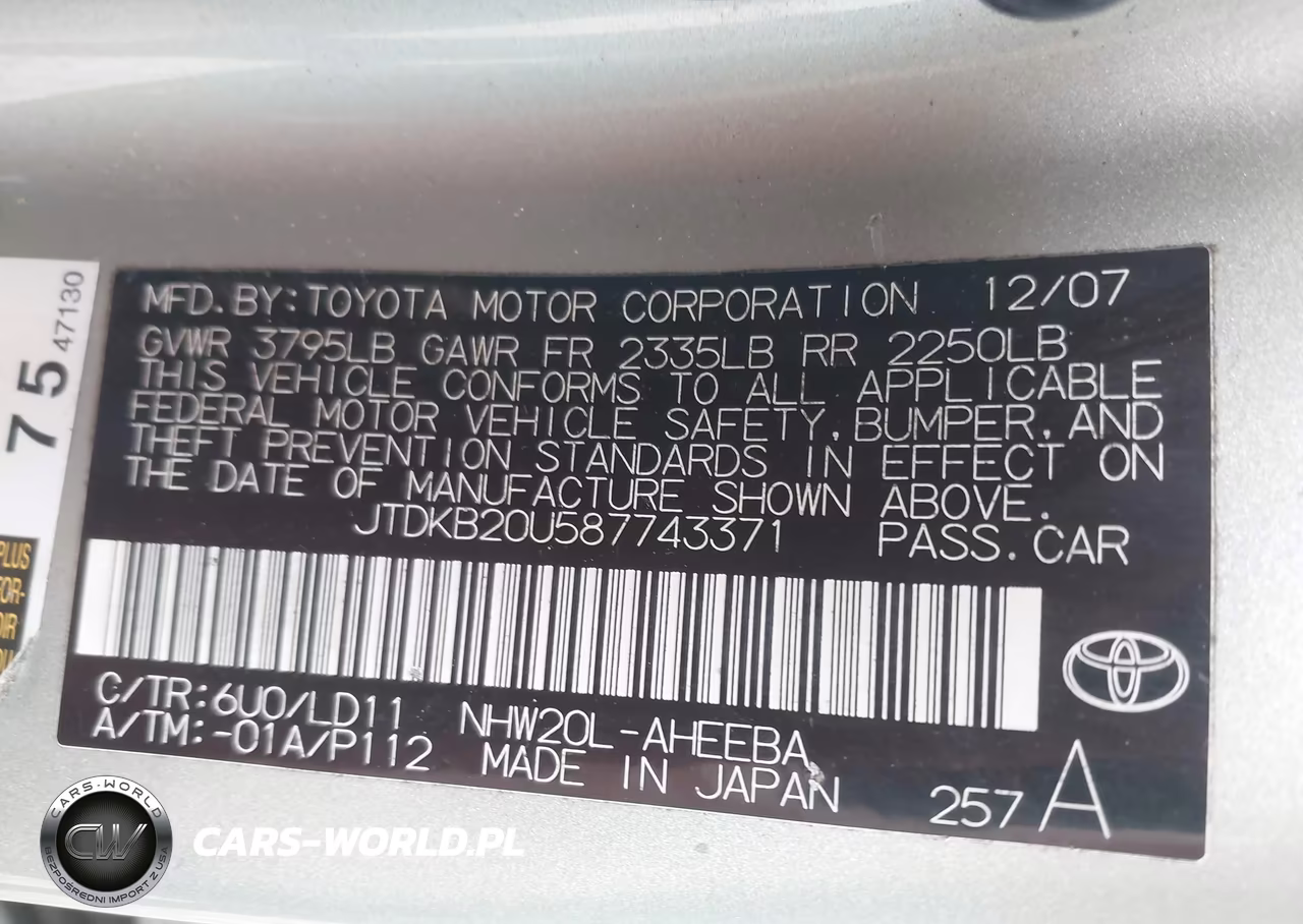 2008 Toyota Prius VIN:JTDKB20U587743371 - 9