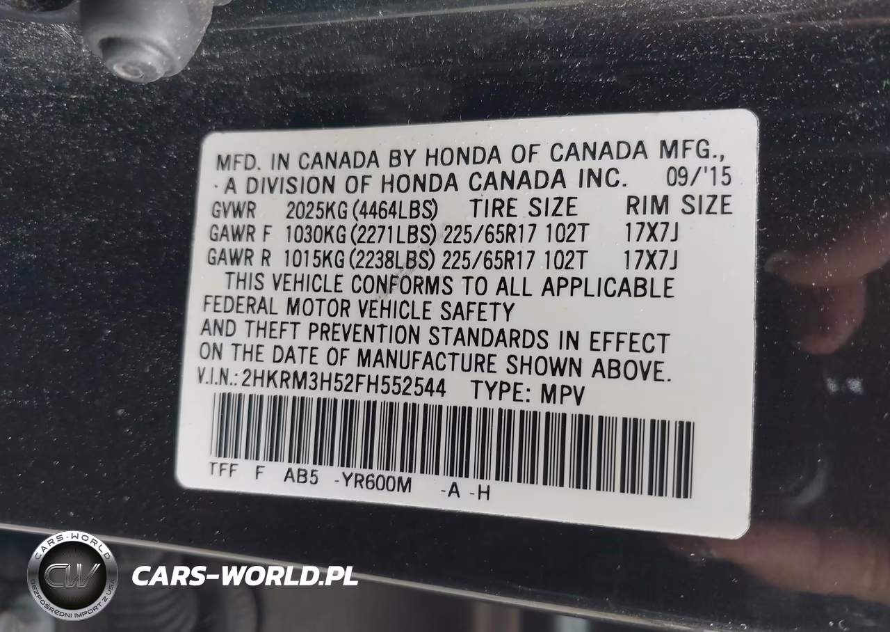 2015 Honda Cr-V Ex VIN:2HKRM3H52FH552544 - 9