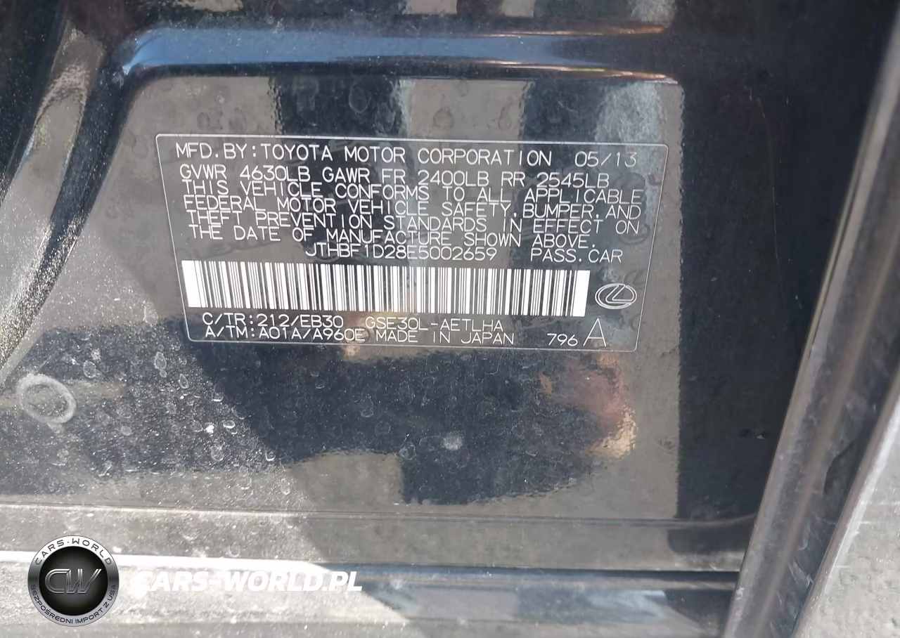 2014 Lexus Is 250 VIN:JTHBF1D28E5002659 - 9
