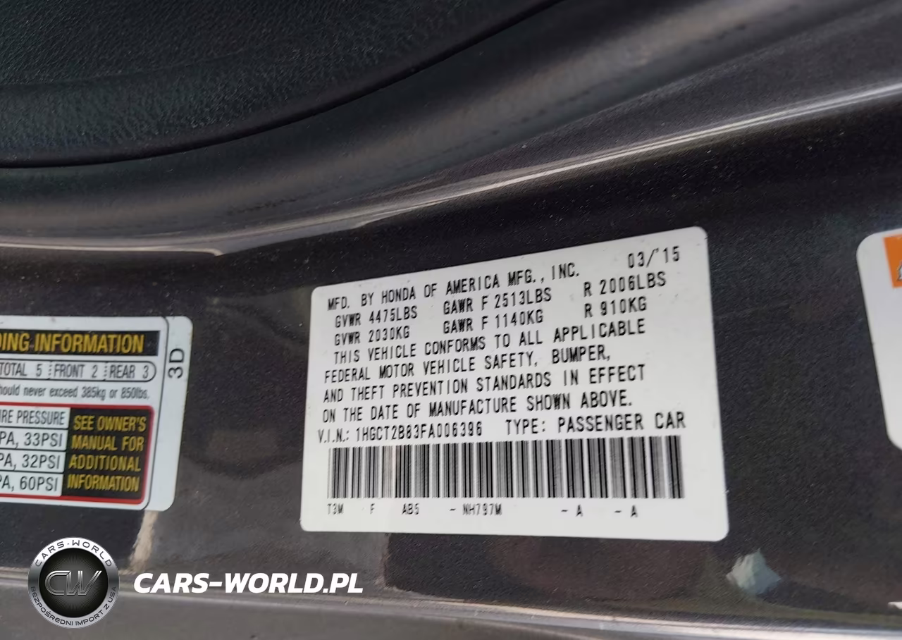 2015 Honda Accord Ex-L VIN:1HGCT2B83FA006396 - 9