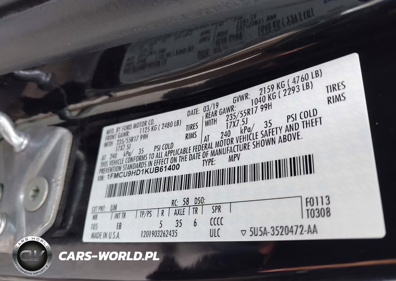 2019 Ford Escape Sel VIN:1FMCU9HD1KUB61400 - 9