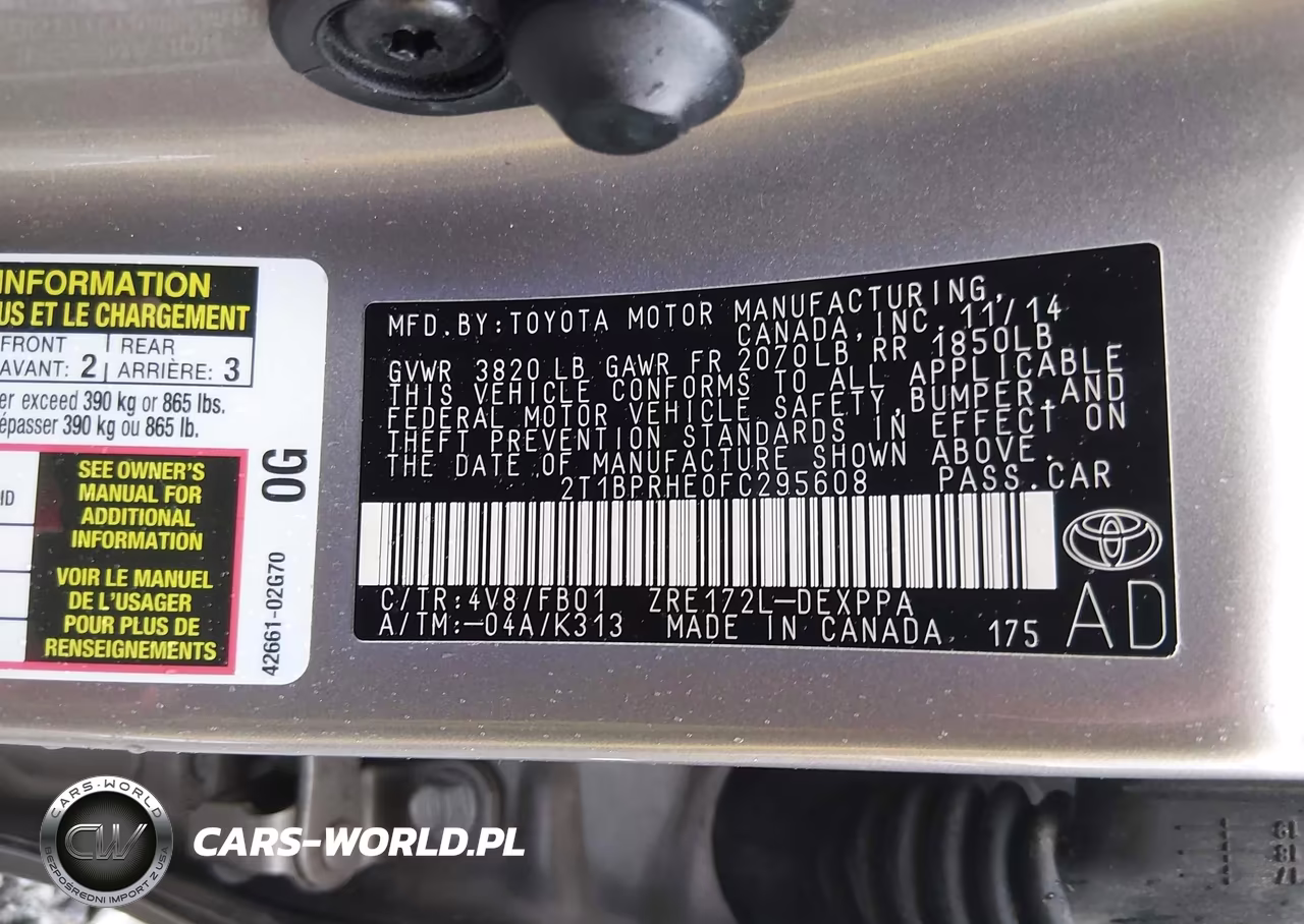 2015 Toyota Corolla Le Eco Plus VIN:2T1BPRHE0FC295608 - 9