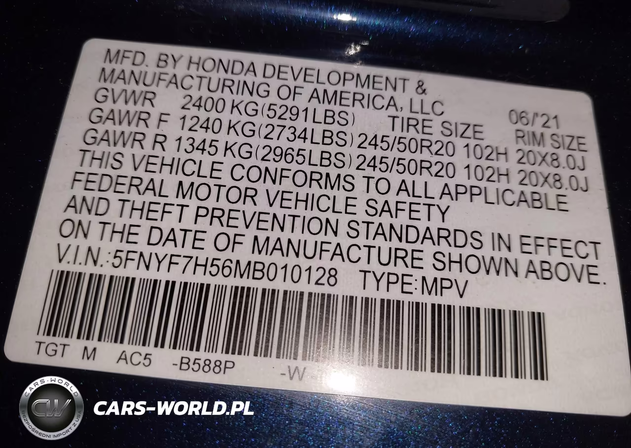 2021 Honda Passport 2Wd Ex-L VIN:5FNYF7H56MB010128 - 9