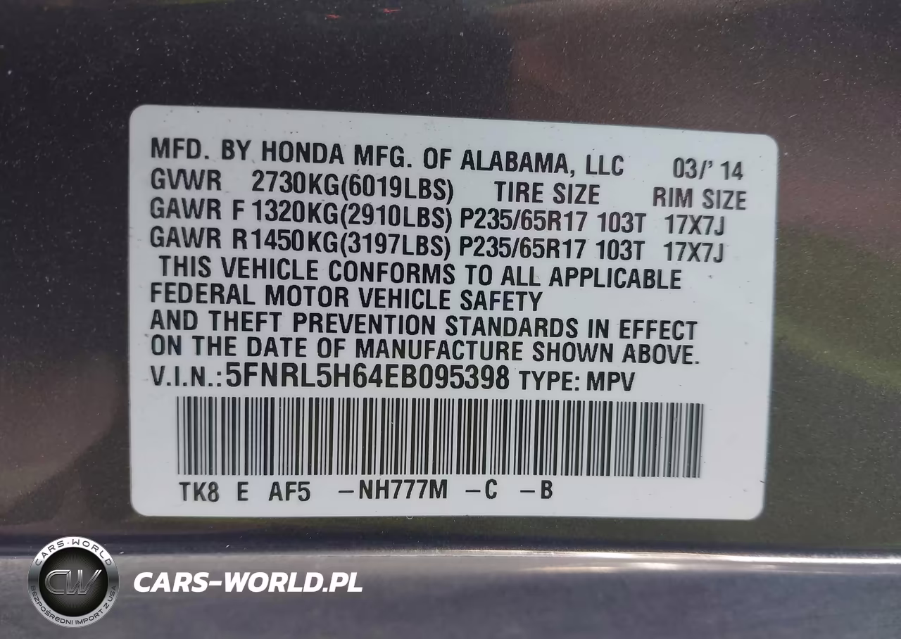 2014 Honda Odyssey Ex-L VIN:5FNRL5H64EB095398 - 9