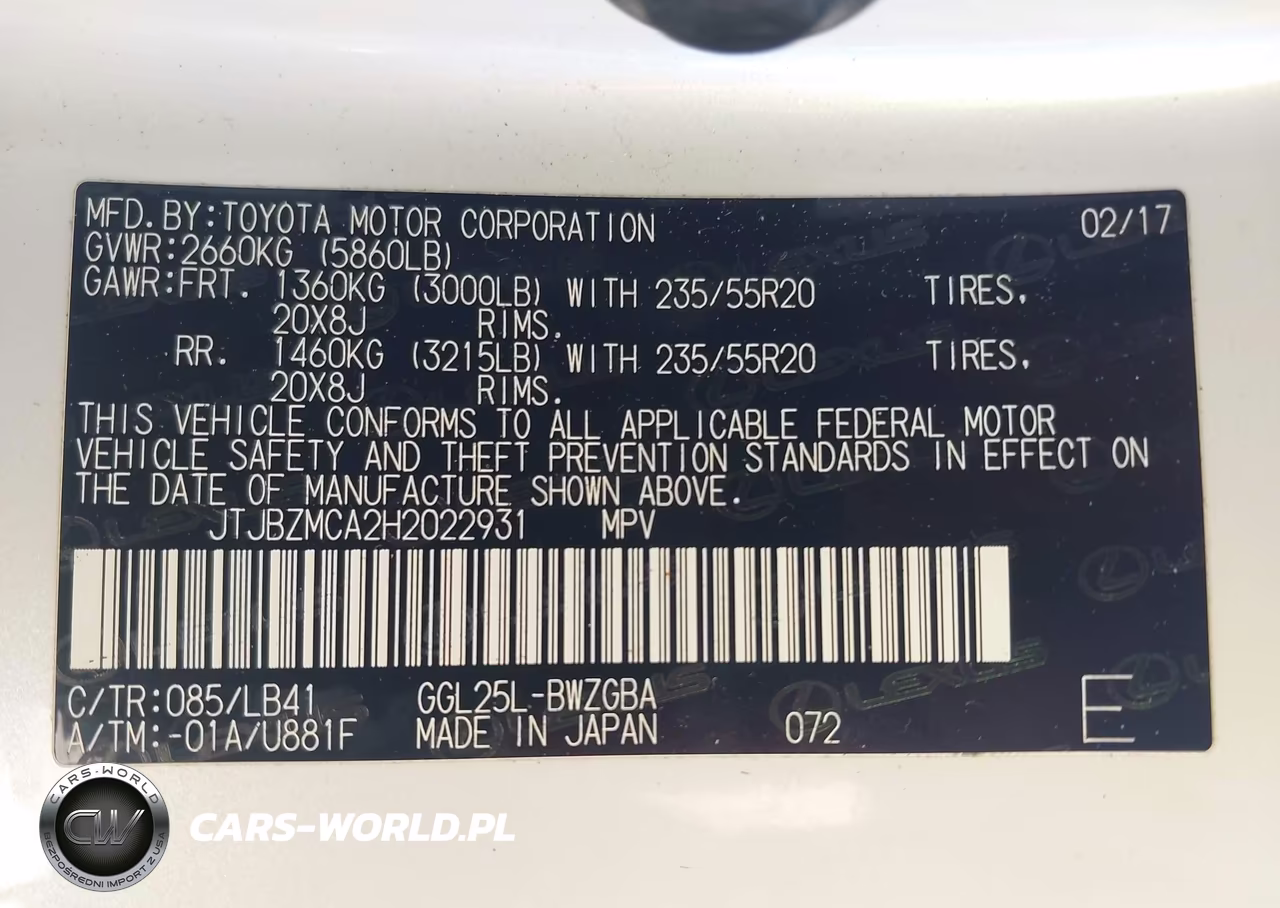 2017 Lexus Rx 350 VIN:JTJBZMCA2H2022931 - 9