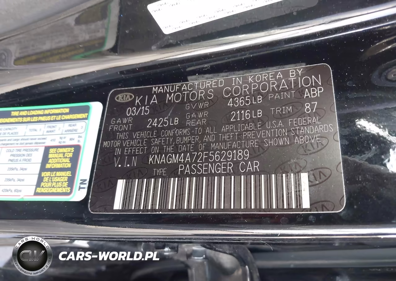 2015 Kia Optima Lx VIN:KNAGM4A72F5629189 - 9