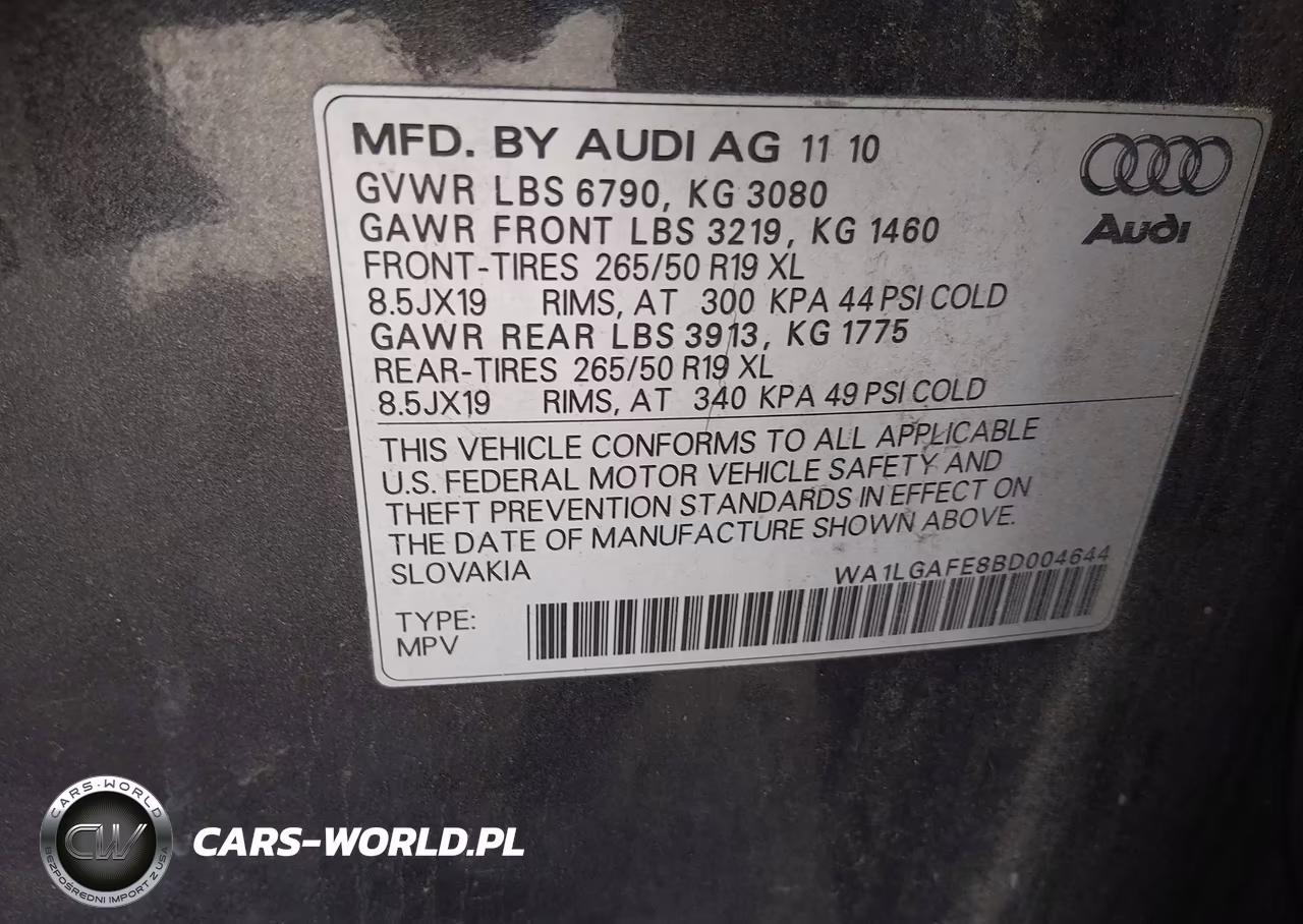 2011 Audi Q7 3.0T Premium VIN:WA1LGAFE8BD004644 - 9