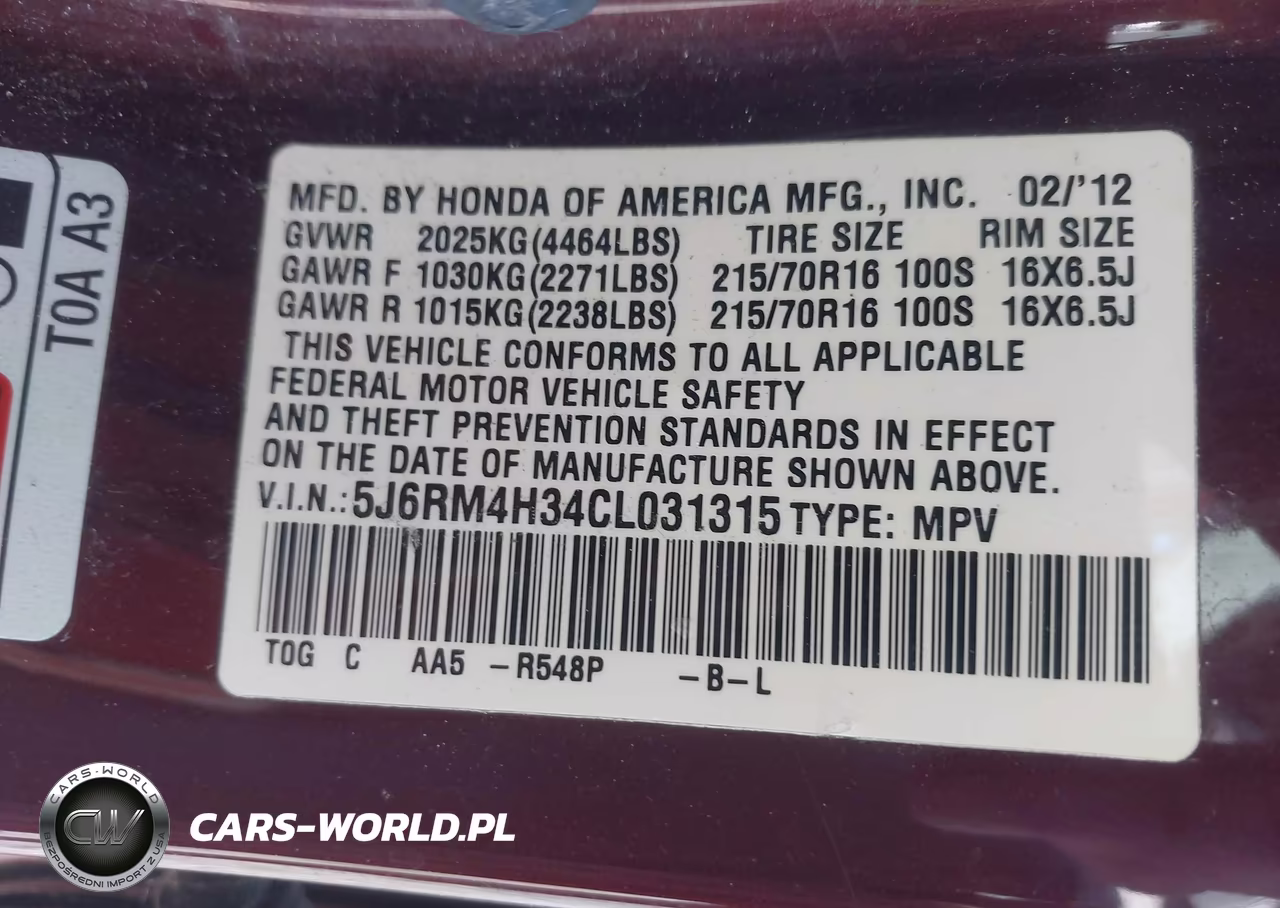 2012 Honda Cr-V Lx VIN:5J6RM4H34CL031315 - 9