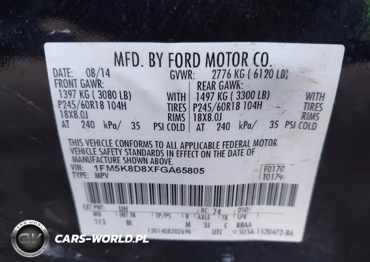 2015 Ford Explorer Xlt VIN:1FM5K8D8XFGA65805 - 9