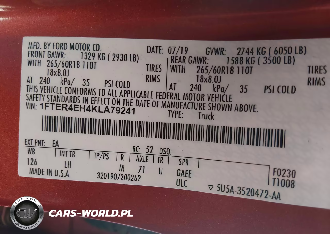 2019 Ford Ranger Xlt VIN:1FTER4EH4KLA79241 - 9