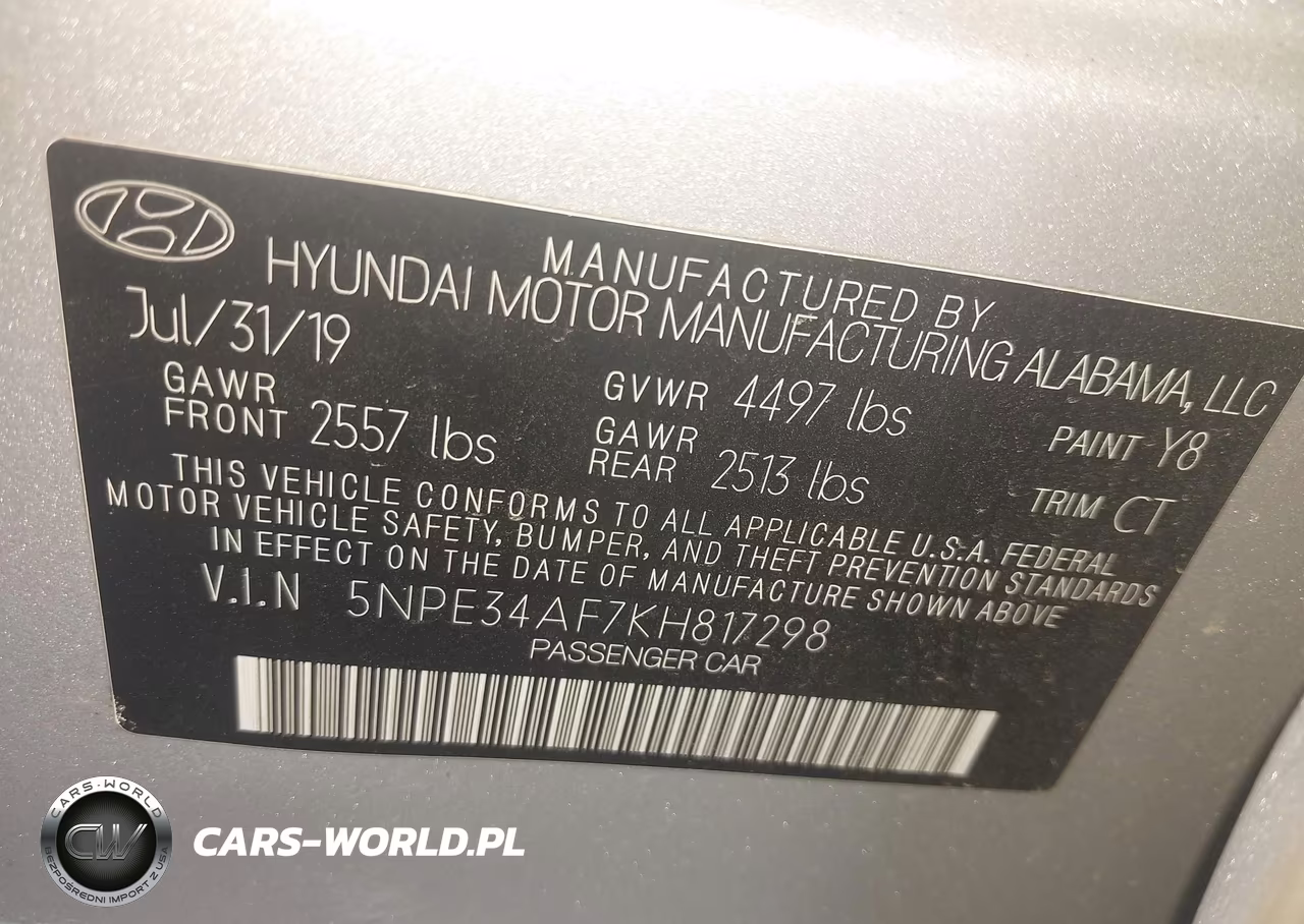 2019 Hyundai Sonata Sport VIN:5NPE34AF7KH817298 - 9