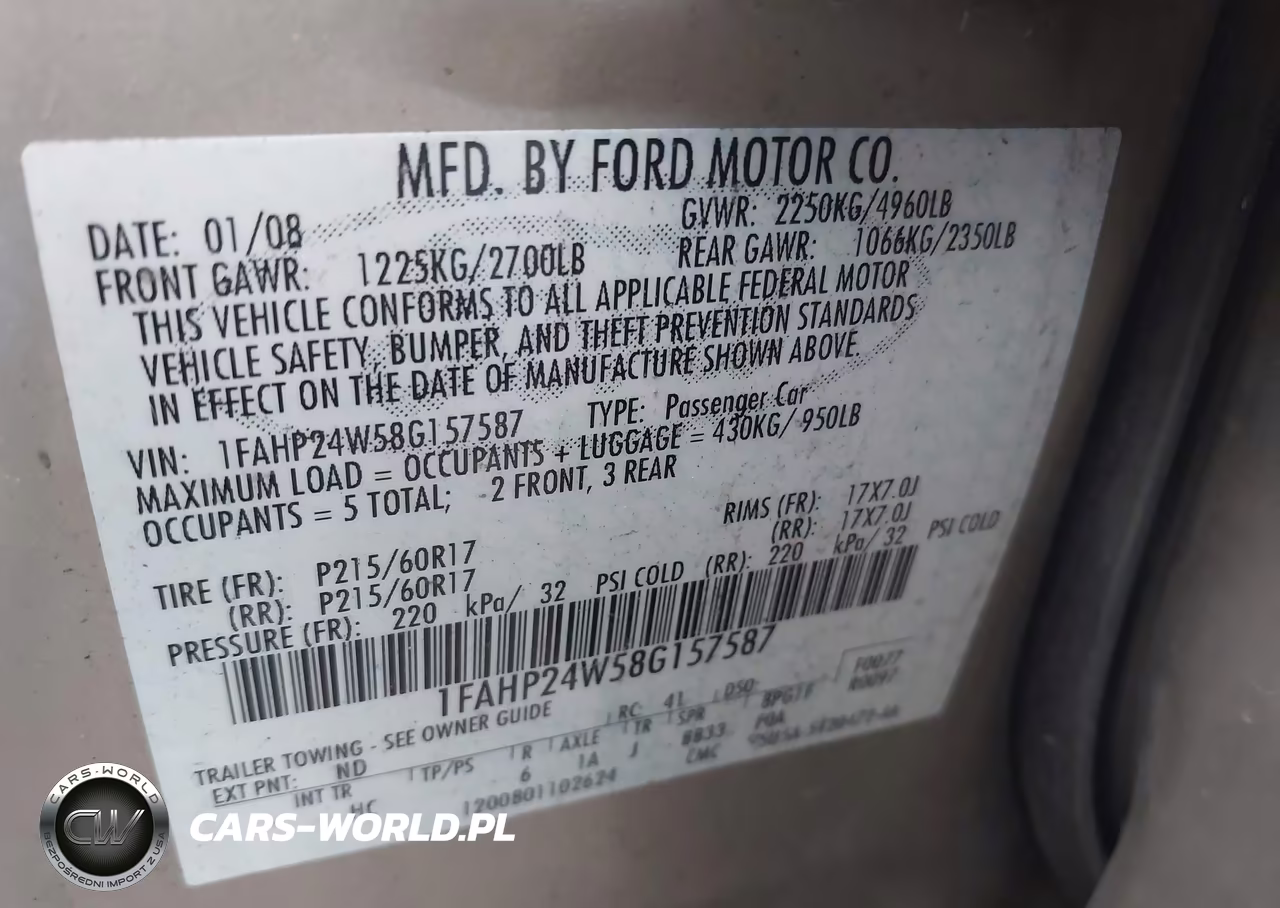 2008 Ford Taurus Sel VIN:1FAHP24W58G157587 - 9