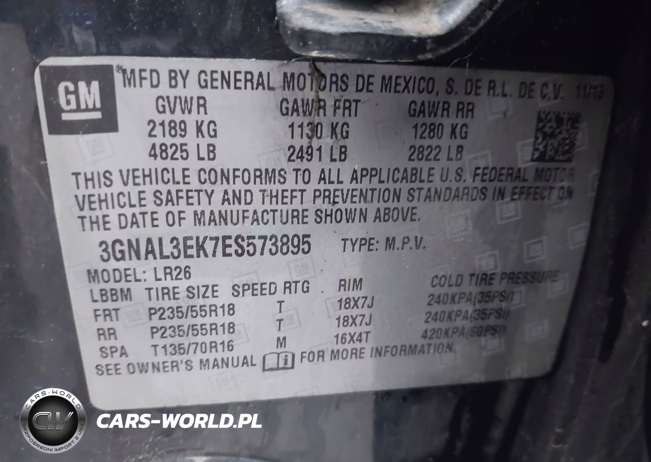 2014 Chevrolet Captiva Sport Lt VIN:3GNAL3EK7ES573895 - 9