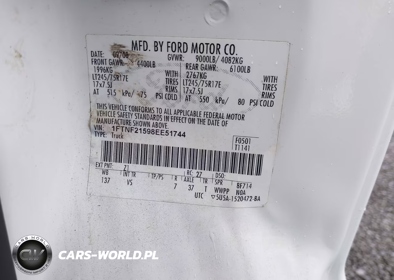 2008 Ford Super Duty F-250 Srw Xl-Xlt VIN:1FTNF21598EE51744 - 9
