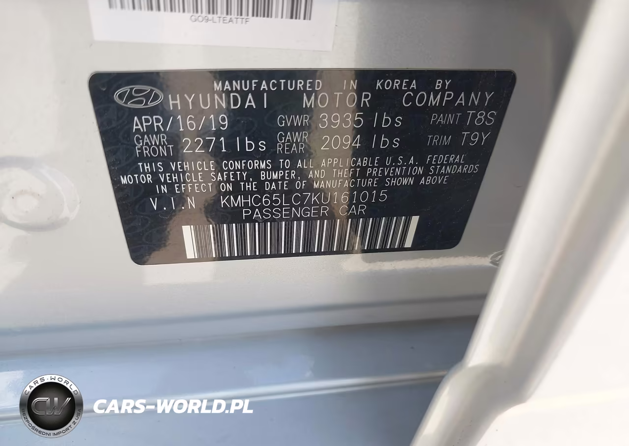 2019 Hyundai Ioniq Hybrid Blue VIN:KMHC65LC7KU161015 - 9
