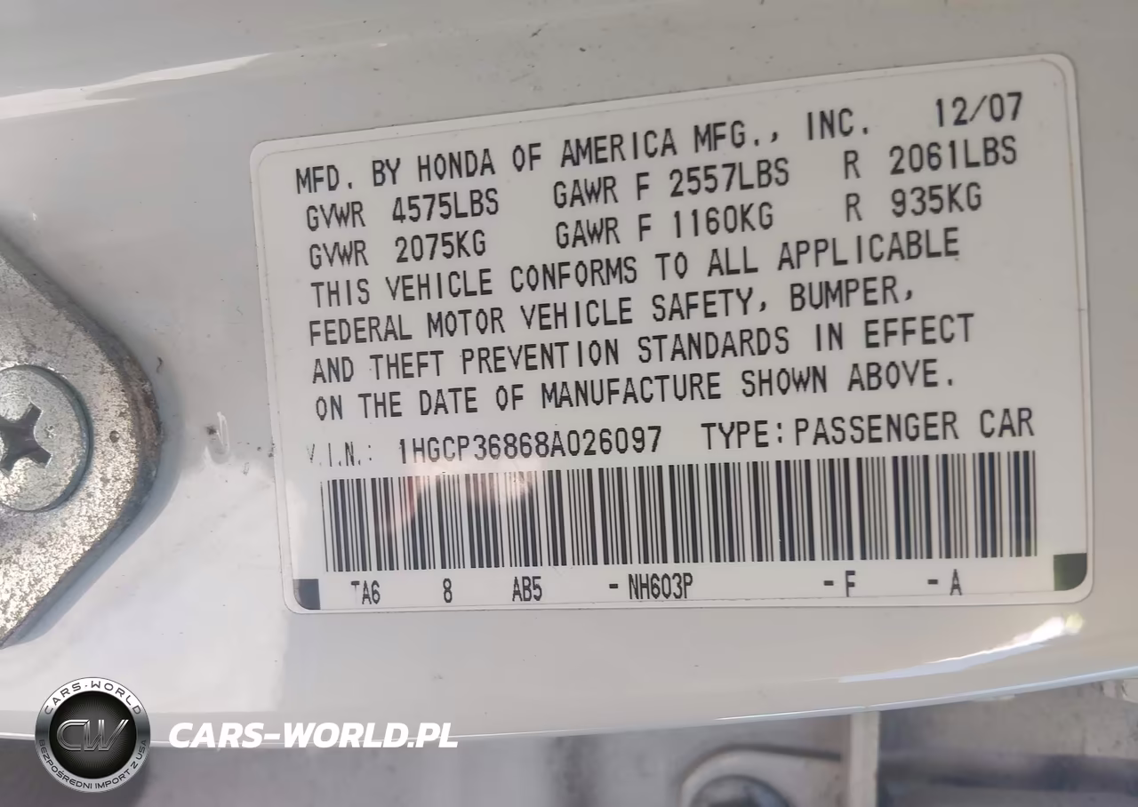 2008 Honda Accord 3.5 Ex-L VIN:1HGCP36868A026097 - 9
