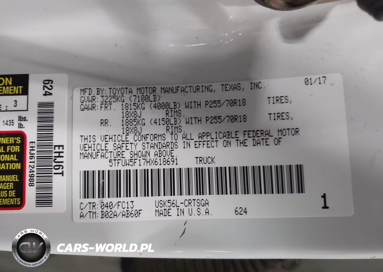 2017 Toyota Tundra Sr5 5.7L V8 VIN:5TFUW5F17HX618691 - 9