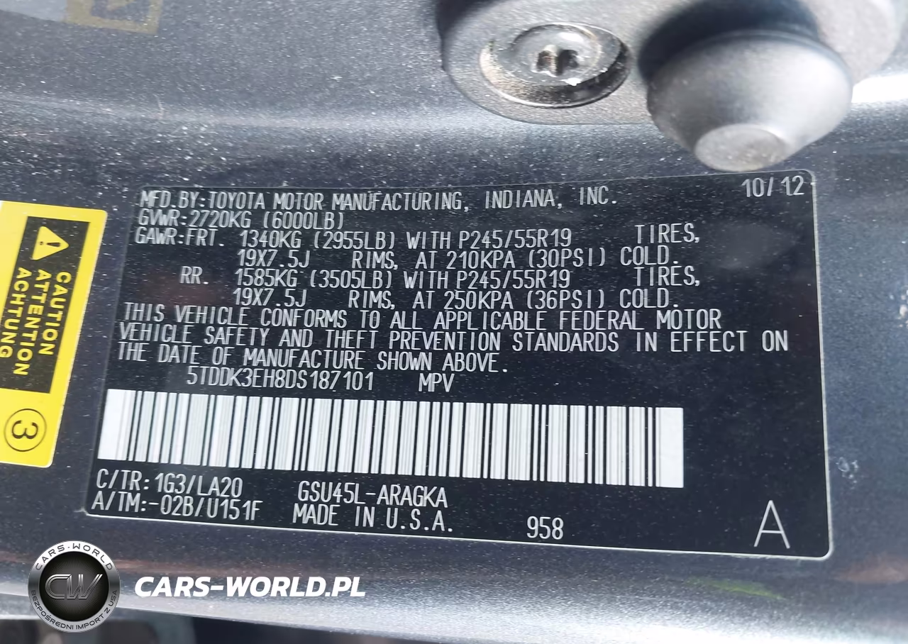 2013 Toyota Highlander Limited V6 VIN:5TDDK3EH8DS187101 - 9