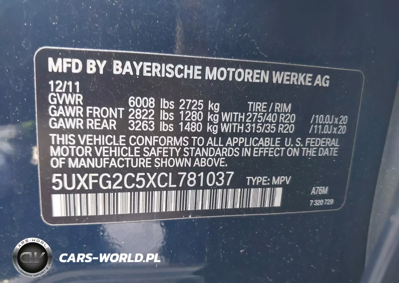 2012 BMW X6 xDrive35I VIN:5UXFG2C5XCL781037 - 9