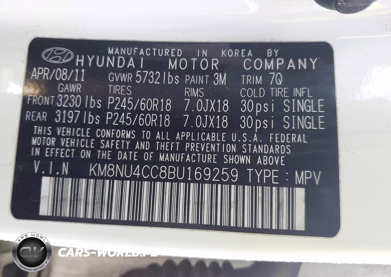 2011 Hyundai Veracruz Limited VIN:KM8NU4CC8BU169259 - 9