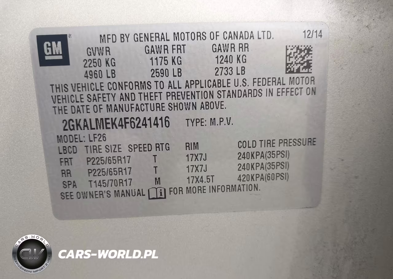2015 GMC Terrain Sle-1 VIN:2GKALMEK4F6241416 - 9