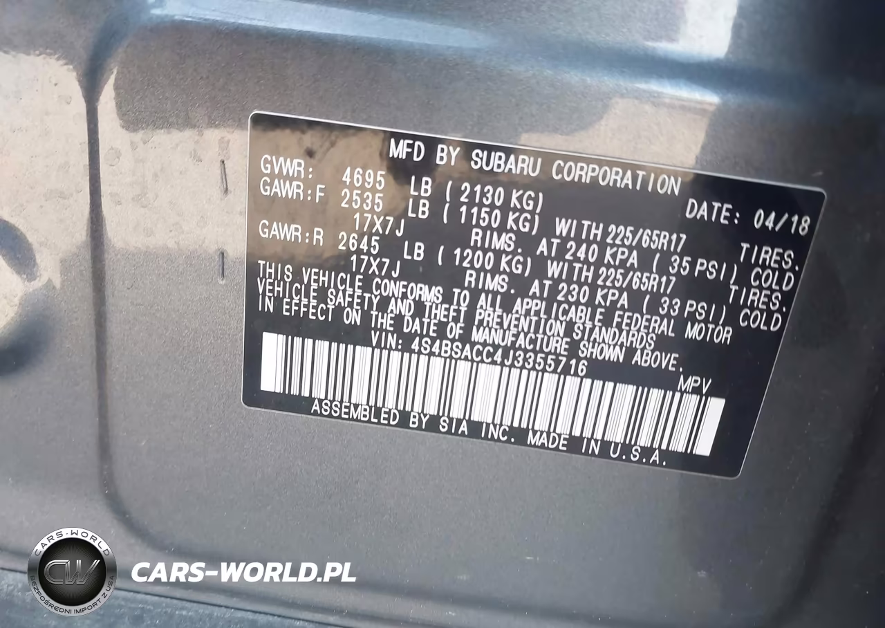 2018 Subaru Outback 2.5I Premium VIN:4S4BSACC4J3355716 - 9